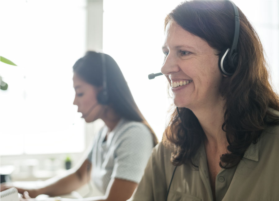 Support workers on headset