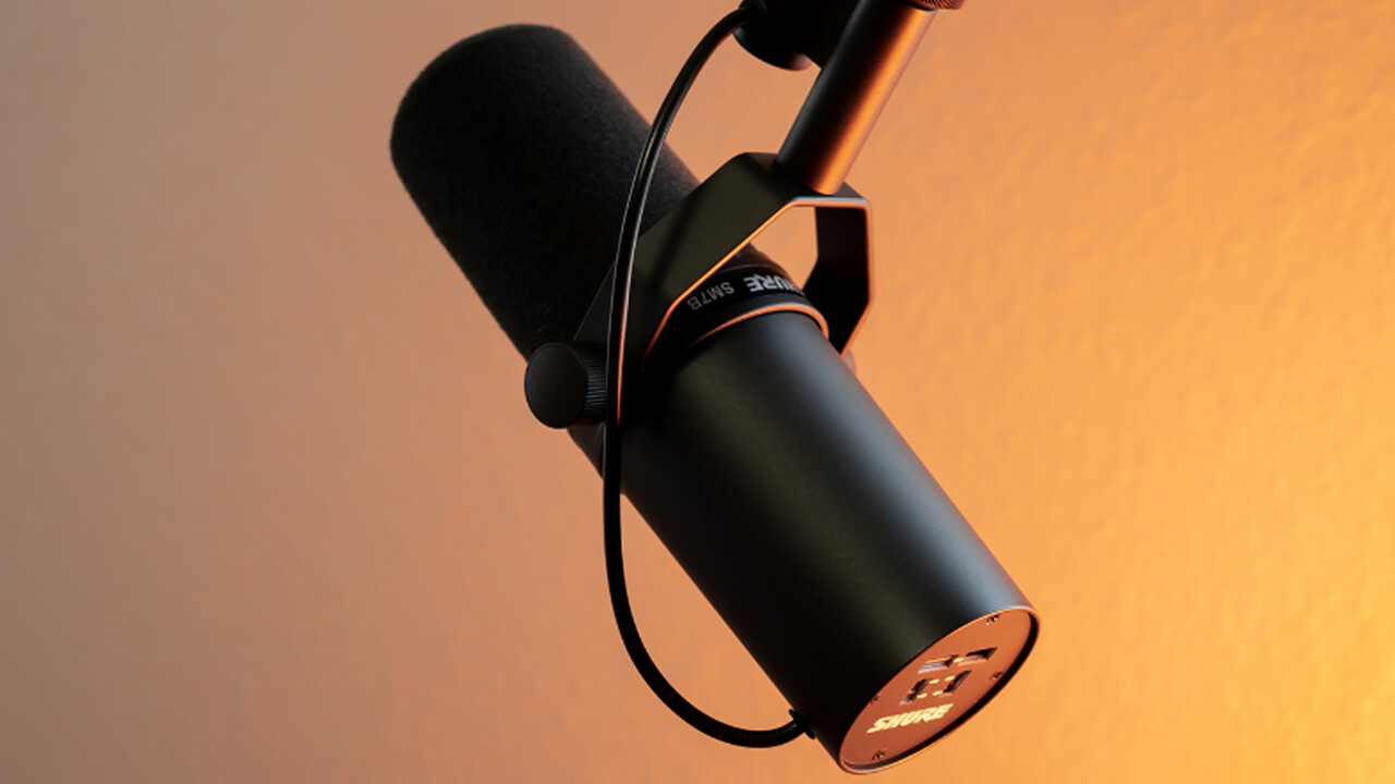 Microphone, orange gradient background