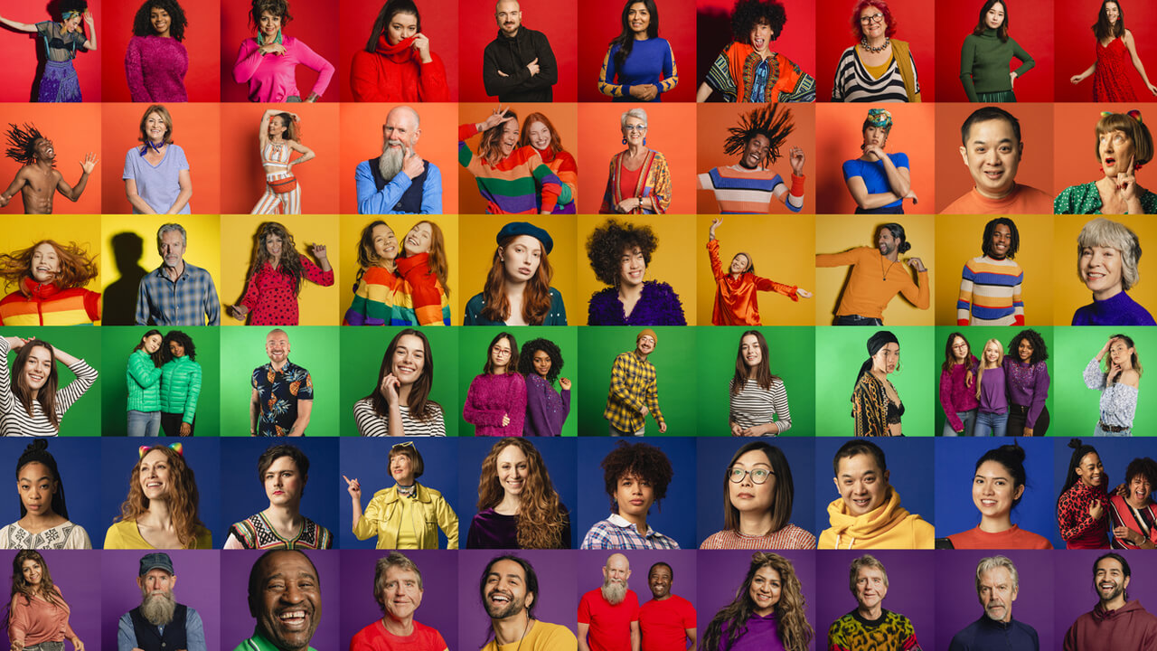 Rainbow collage of people