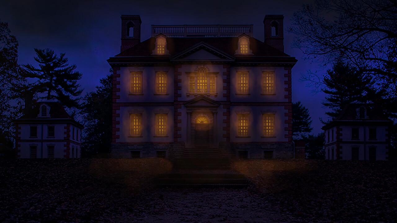Haunted mansion at night