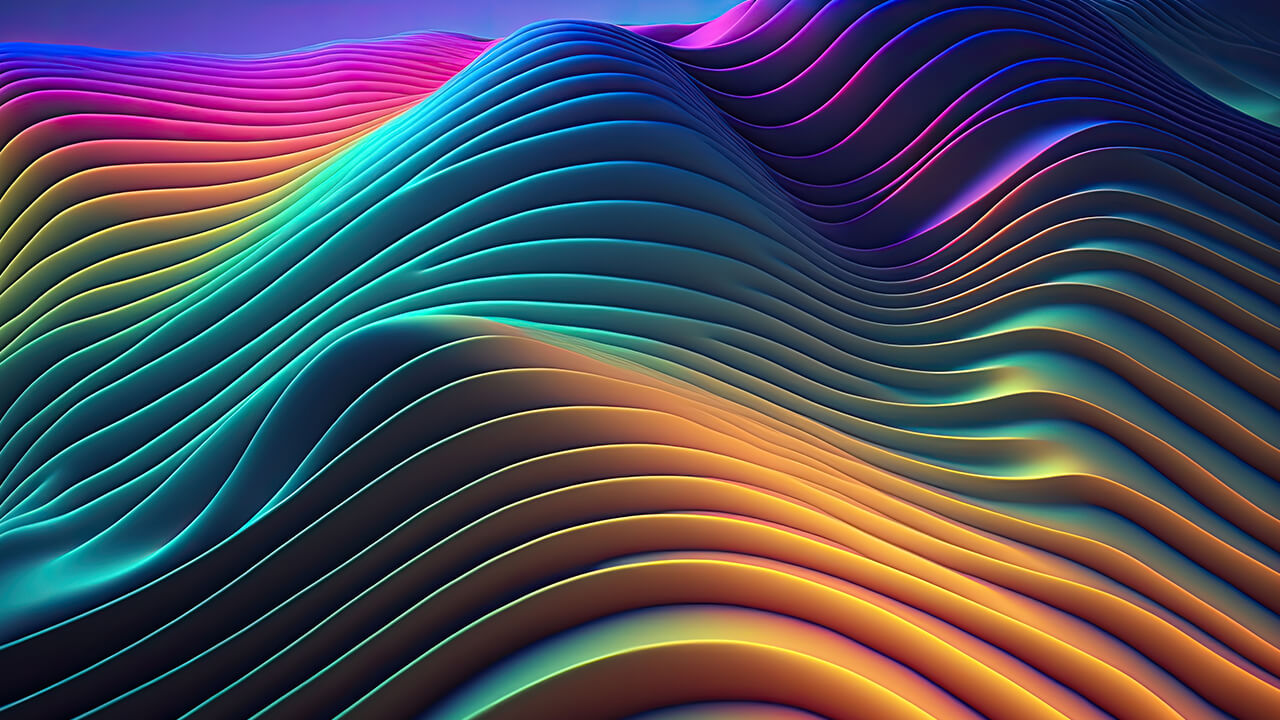 A wave-formed background with shifting hues