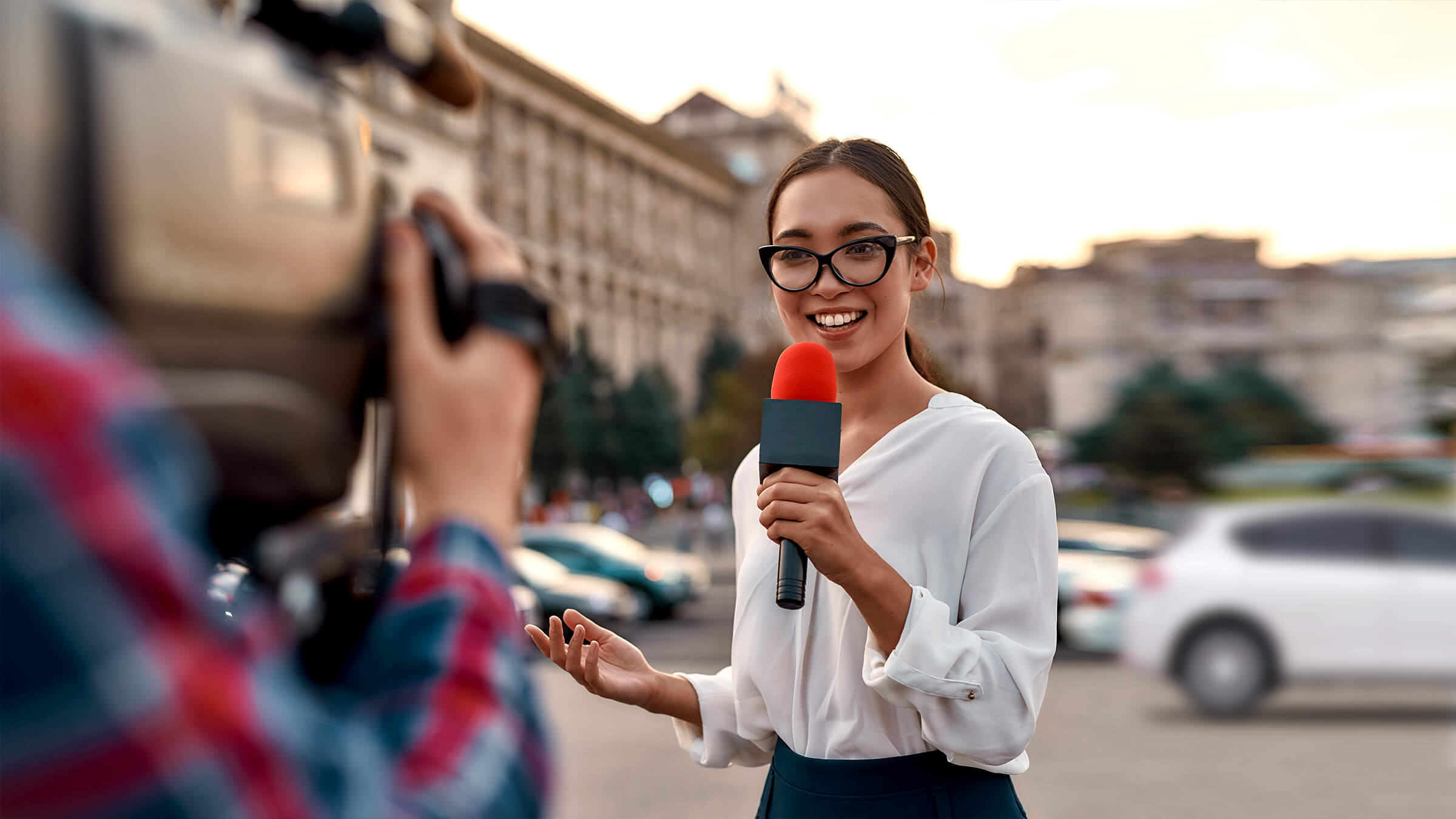 Young woman reporter