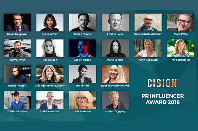 Här är de 20 nominerade till Cision PR Influencer Award 2018